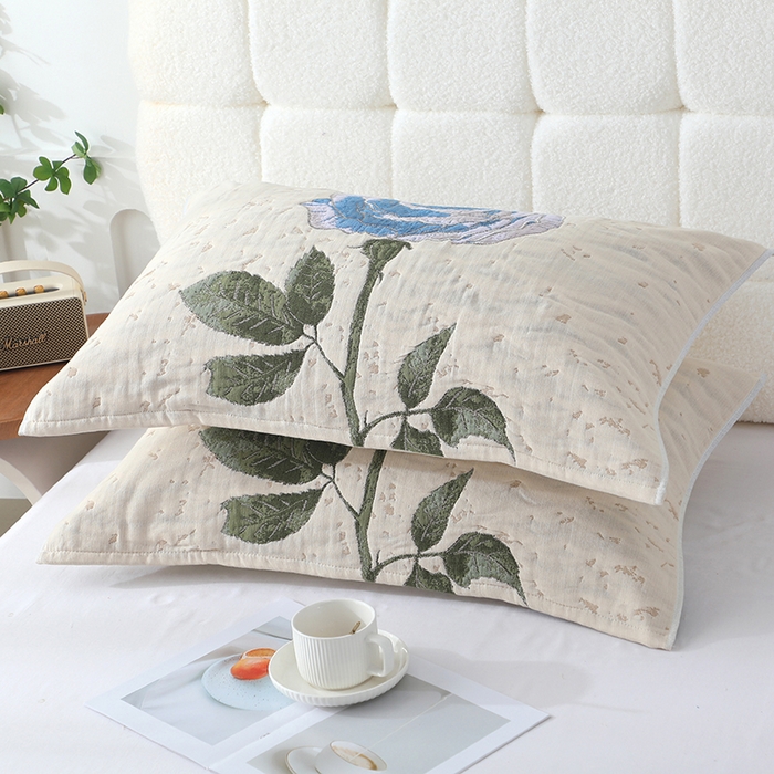 91家纺网 家纺一手货源 找家纺 娇兰毛巾 2026新款7A抗菌全棉A类加厚五层纱布加双绑带枕巾 姬兰