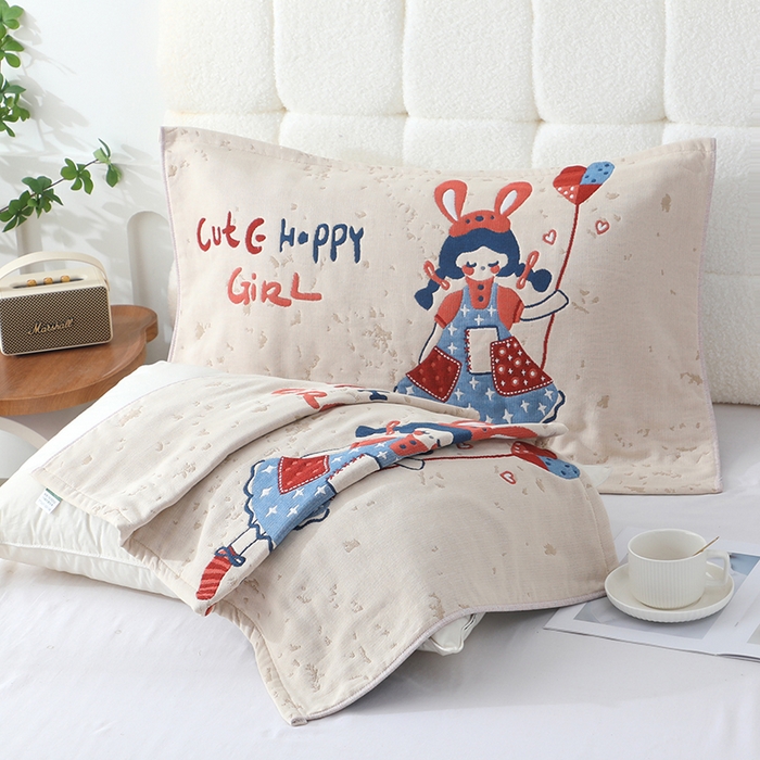 91家纺网 家纺一手货源 找家纺 （总）娇兰毛巾 2026新款7A抗菌全棉A类加厚五层纱布加双绑带枕巾