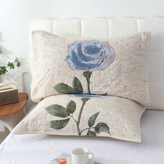 91家纺网 家纺一手货源 找家纺 娇兰毛巾 2026新款7A抗菌全棉A类加厚五层纱布加双绑带枕巾 姬兰