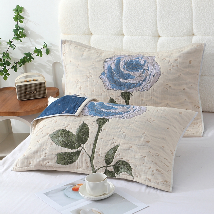 91家纺网 家纺一手货源 找家纺 娇兰毛巾 2026新款7A抗菌全棉A类加厚五层纱布加双绑带枕巾 姬兰