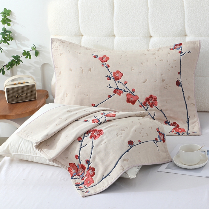 91家纺网 家纺一手货源 找家纺 娇兰毛巾 2026新款7A抗菌全棉A类加厚五层纱布加双绑带枕巾 花藏