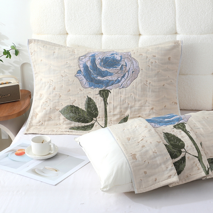 91家纺网 家纺一手货源 找家纺 娇兰毛巾 2026新款7A抗菌全棉A类加厚五层纱布加双绑带枕巾 姬兰