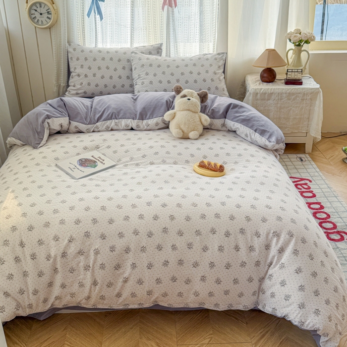 91家纺网 家纺一手货源 找家纺 （总）艾特你 2026新款云感针织提花双层纱四件套-欢喜