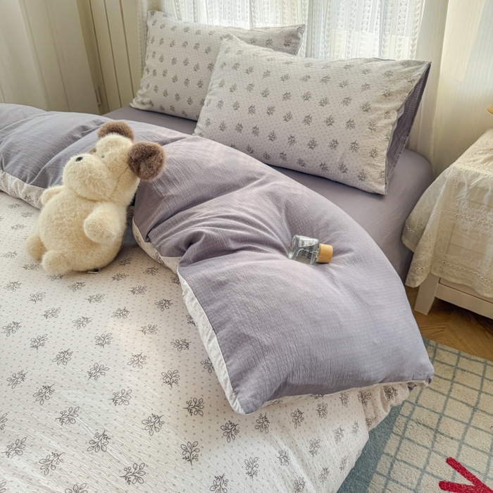 91家纺网 家纺一手货源 找家纺 （总）艾特你 2026新款云感针织提花双层纱四件套-欢喜