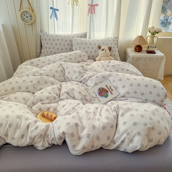 91家纺网 家纺一手货源 找家纺 （总）艾特你 2026新款云感针织提花双层纱四件套-欢喜