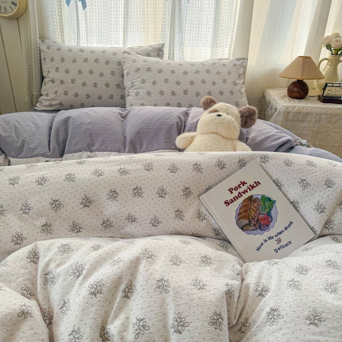 91家纺网 家纺一手货源 找家纺 （总）艾特你 2026新款云感针织提花双层纱四件套-欢喜