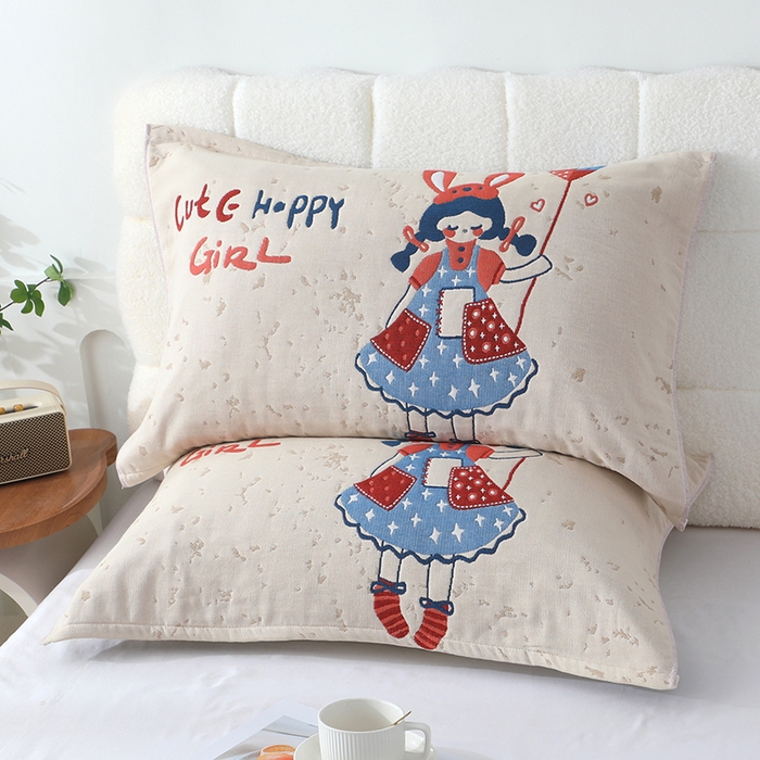 91家纺网 家纺一手货源 找家纺 娇兰毛巾 2026新款7A抗菌全棉A类加厚五层纱布加双绑带枕巾 己悦