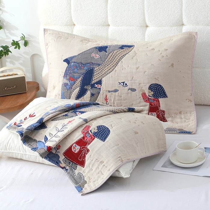 91家纺网 家纺一手货源 找家纺 娇兰毛巾 2026新款7A抗菌全棉A类加厚五层纱布加双绑带枕巾 余