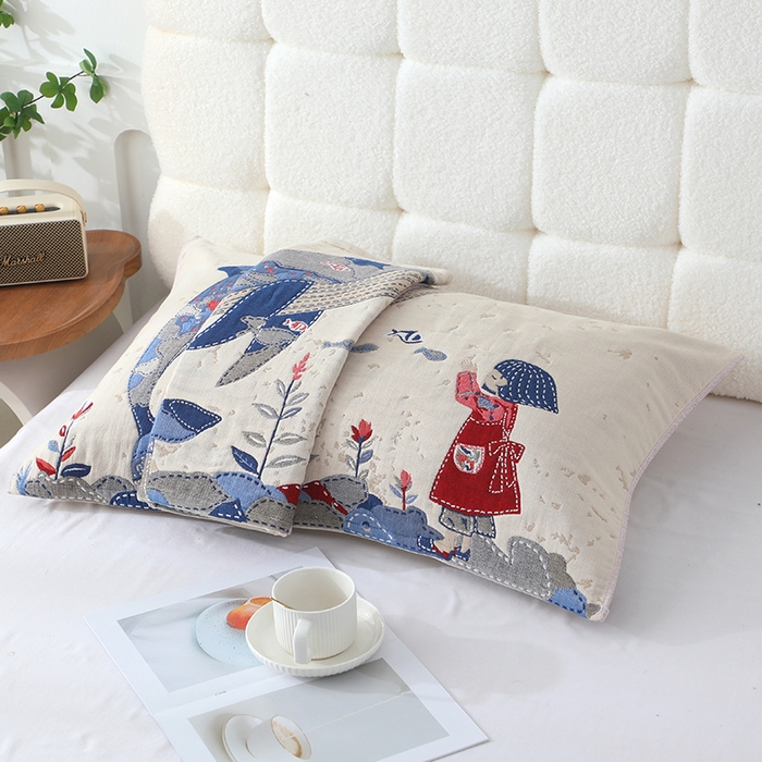 91家纺网 家纺一手货源 找家纺 娇兰毛巾 2026新款7A抗菌全棉A类加厚五层纱布加双绑带枕巾 余