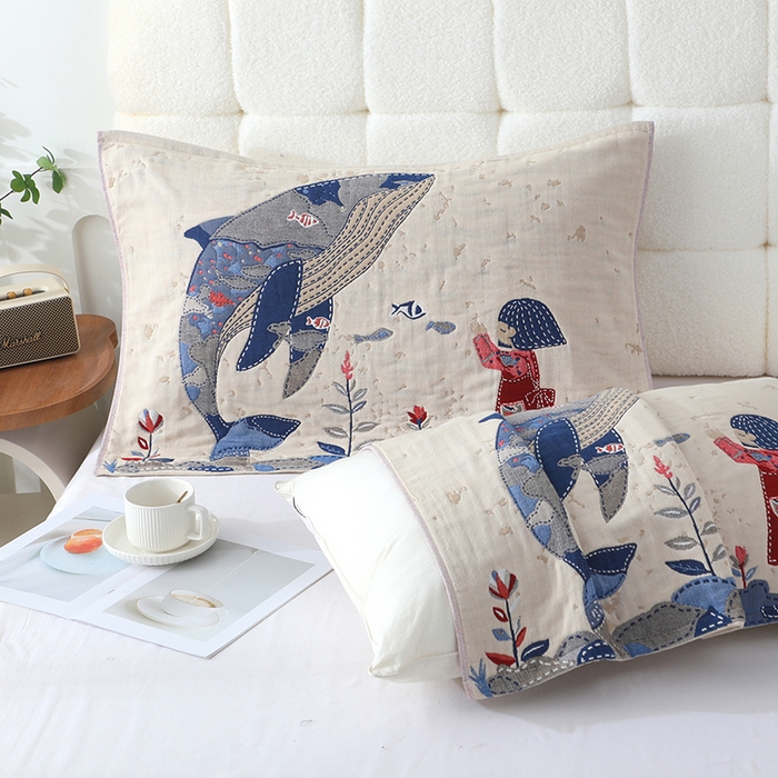 91家纺网 家纺一手货源 找家纺 娇兰毛巾 2026新款7A抗菌全棉A类加厚五层纱布加双绑带枕巾 余