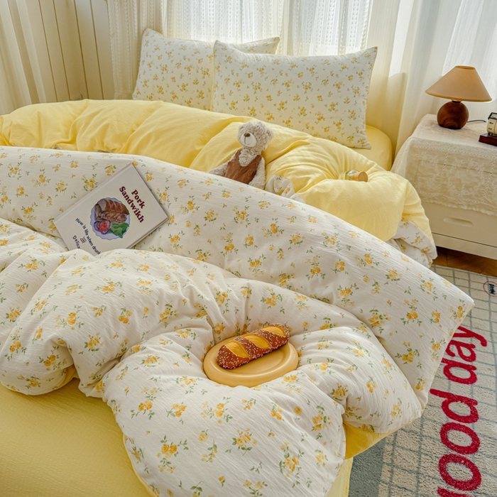 91家纺网 家纺一手货源 找家纺 （总）艾特你 2026新款云感针织提花双层纱四件套-欢喜