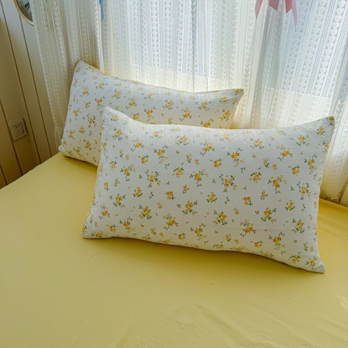 91家纺网 家纺一手货源 找家纺 艾特你 2026新款云感针织提花双层纱四件套-欢喜 欢喜-梨花落