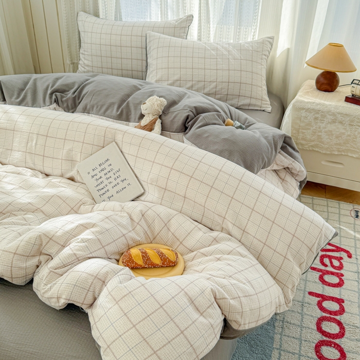 艾特你 2026新款云感针织提花双层纱四件套-欢喜 欢喜-未来暮