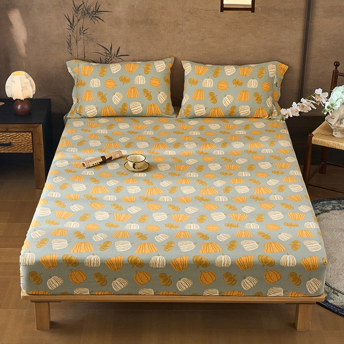 91家纺网 家纺一手货源 找家纺 （总）爱彼家纺 2026春夏新款原麻邹邹纱印花单床笠 床笠单件