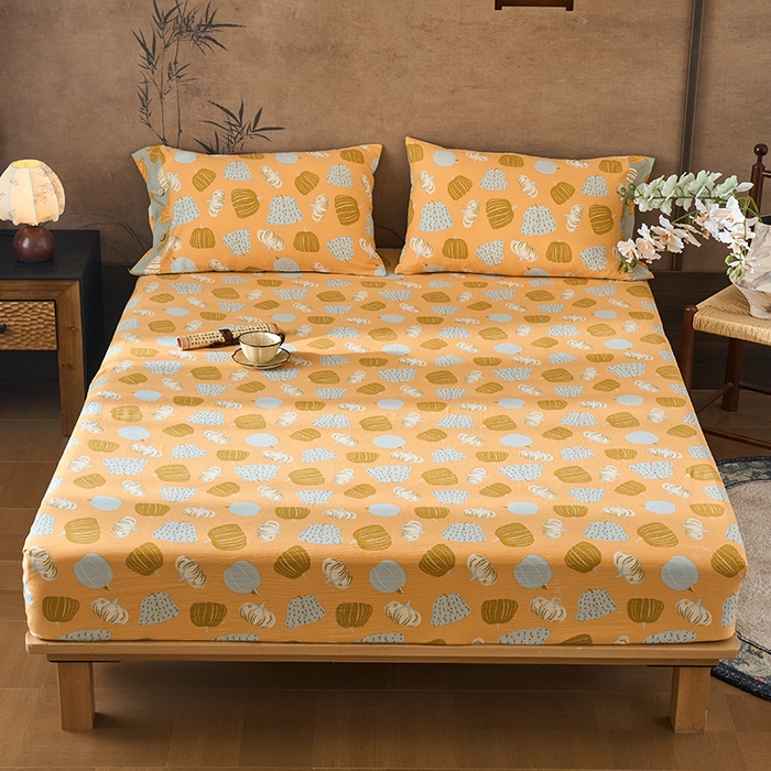 91家纺网 家纺一手货源 找家纺 （总）爱彼家纺 2026春夏新款原麻邹邹纱印花单床笠 床笠单件