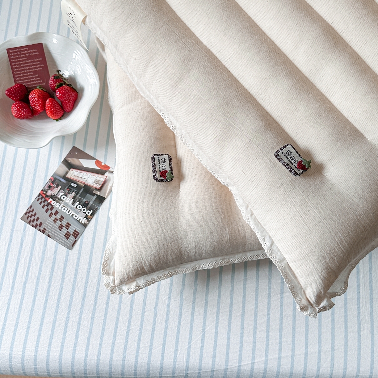 91家纺网 家纺一手货源 找家纺 （总）伟邦枕芯 2026新款草莓花边棉麻低枕