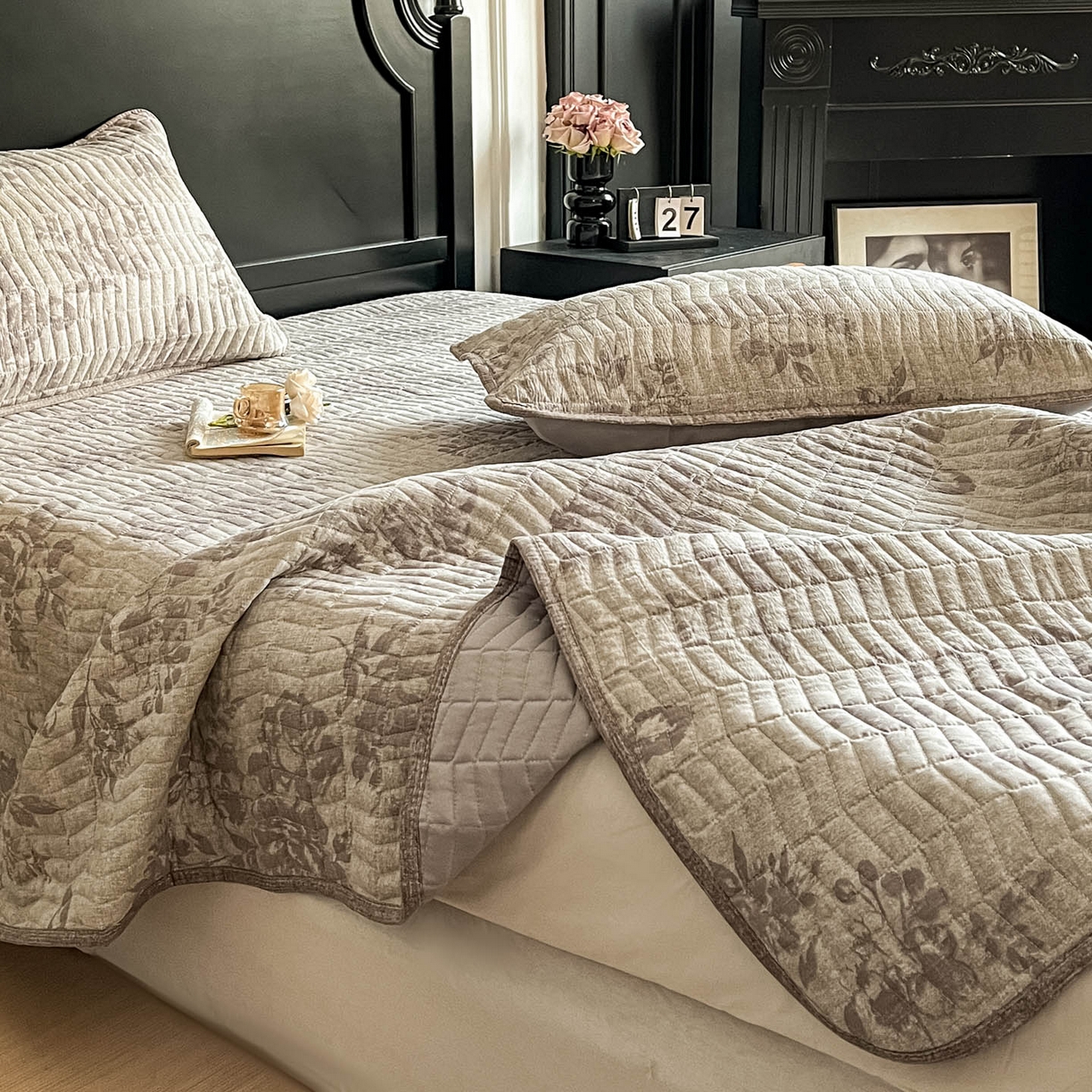 91家纺网 家纺一手货源 找家纺 满座家居 2026新款舒适亲肤简约单品床盖 风木槿