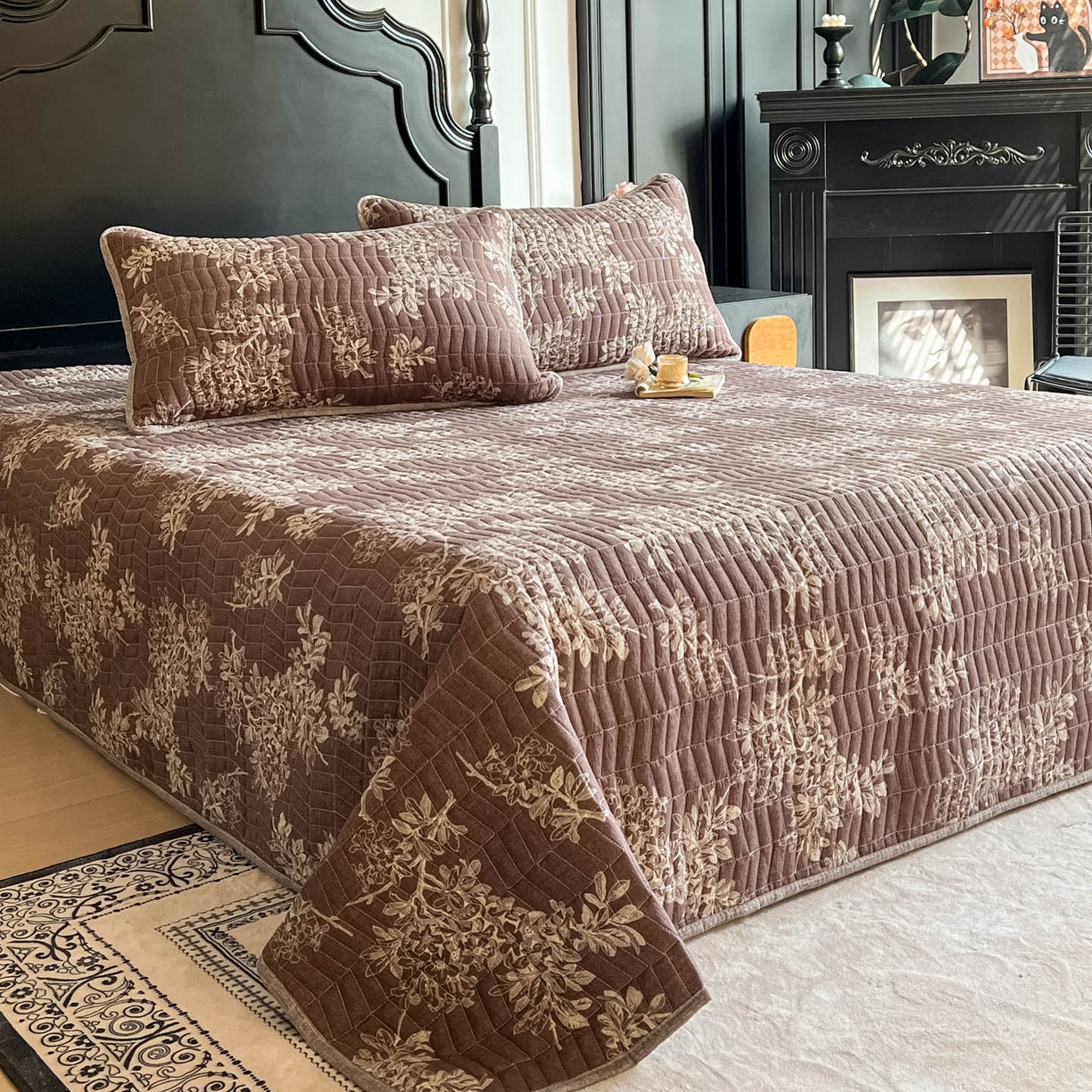 91家纺网 家纺一手货源 找家纺 满座家居 2026新款舒适亲肤简约单品床盖 锦瑟