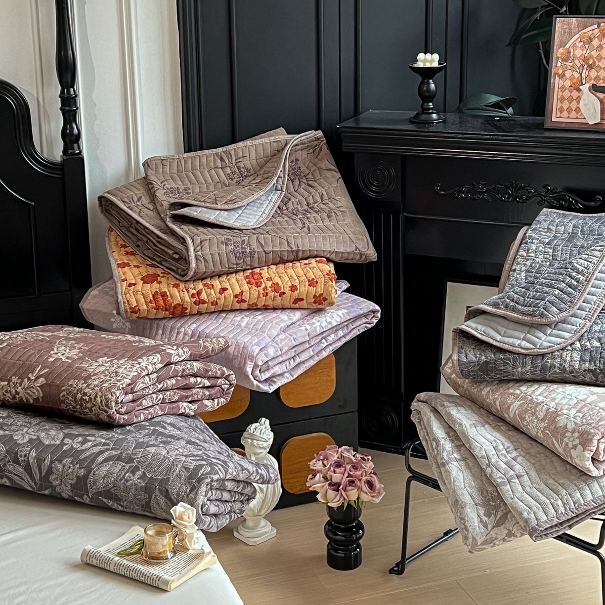 91家纺网 家纺一手货源 找家纺 满座家居 2026新款舒适亲肤简约单品床盖 叠拍组合图