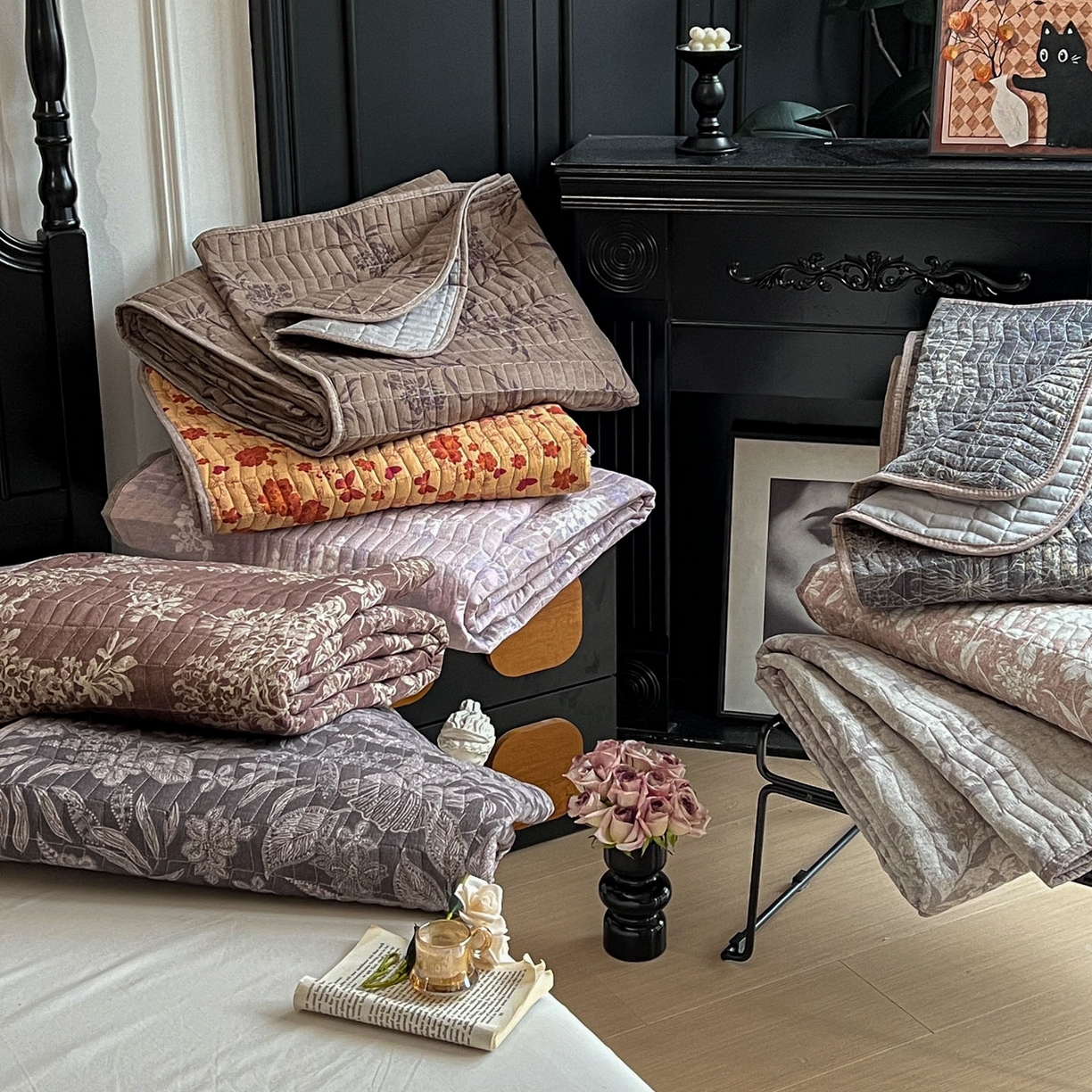 91家纺网 家纺一手货源 找家纺 满座家居 2026新款舒适亲肤简约单品床盖 叠拍组合图