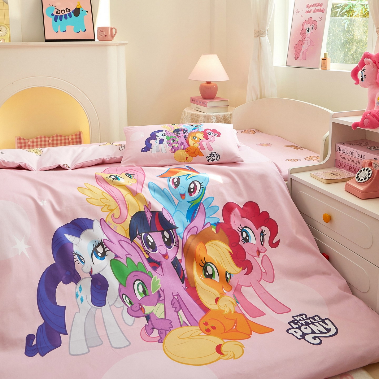 91家纺网 家纺一手货源 找家纺 蘭菲家纺 2026新款幼儿园儿童小马宝莉系列多件套 大家族宝莉