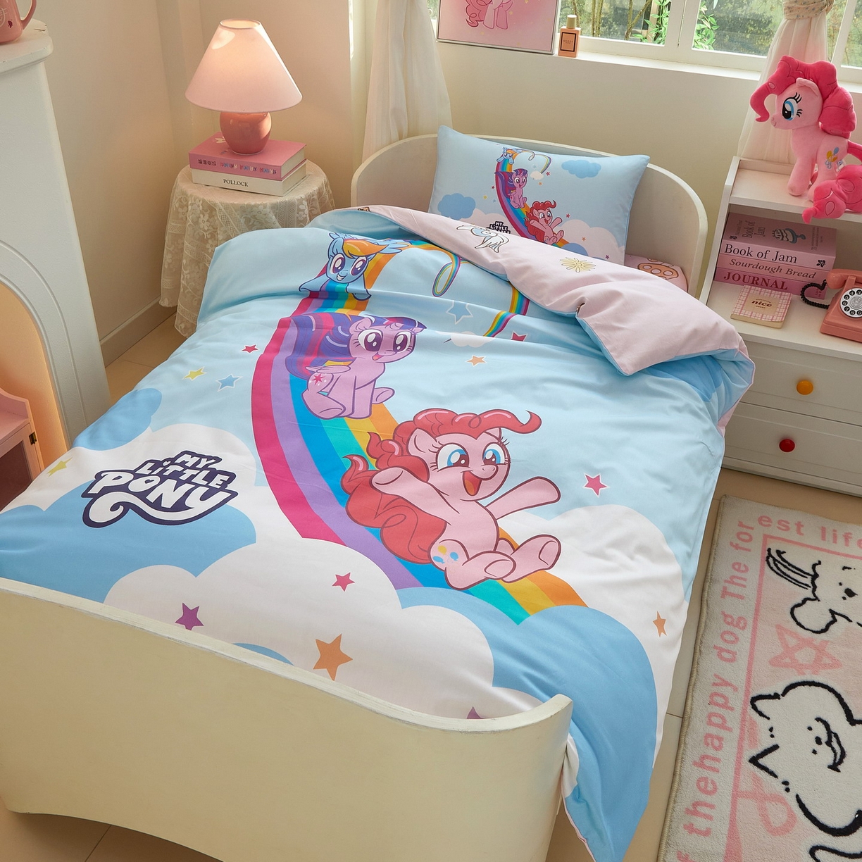 91家纺网 家纺一手货源 找家纺 蘭菲家纺 2026新款幼儿园儿童小马宝莉系列多件套 嗨皮宝莉