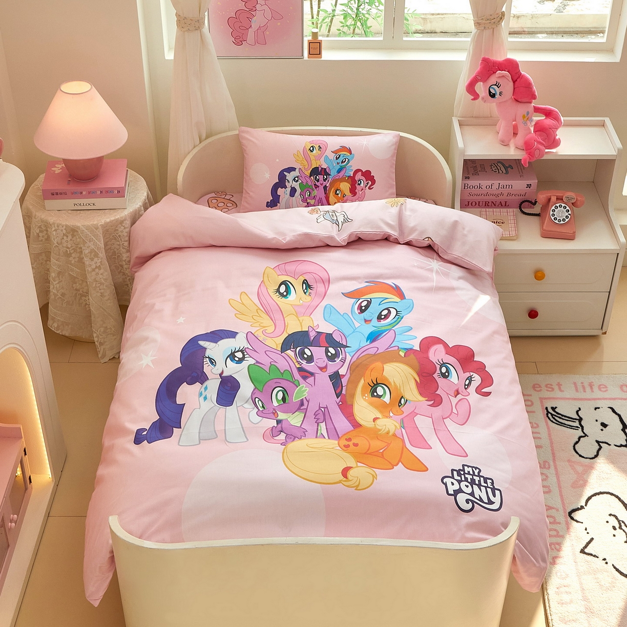 91家纺网 家纺一手货源 找家纺 蘭菲家纺 2026新款幼儿园儿童小马宝莉系列多件套 大家族宝莉