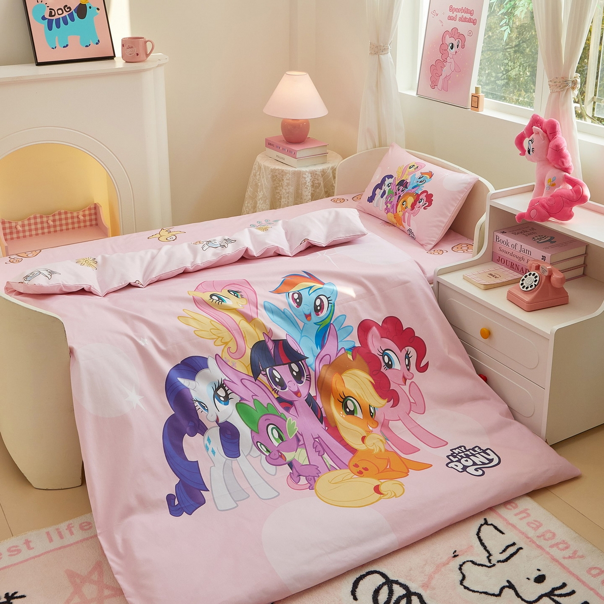 91家纺网 家纺一手货源 找家纺 蘭菲家纺 2026新款幼儿园儿童小马宝莉系列多件套 大家族宝莉