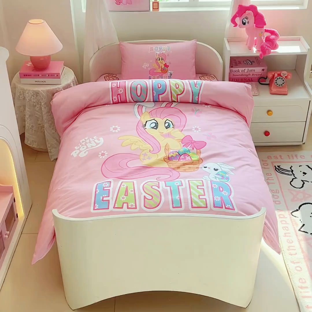 91家纺网 家纺一手货源 找家纺 蘭菲家纺 2026新款幼儿园儿童小马宝莉系列多件套 粉色宝莉