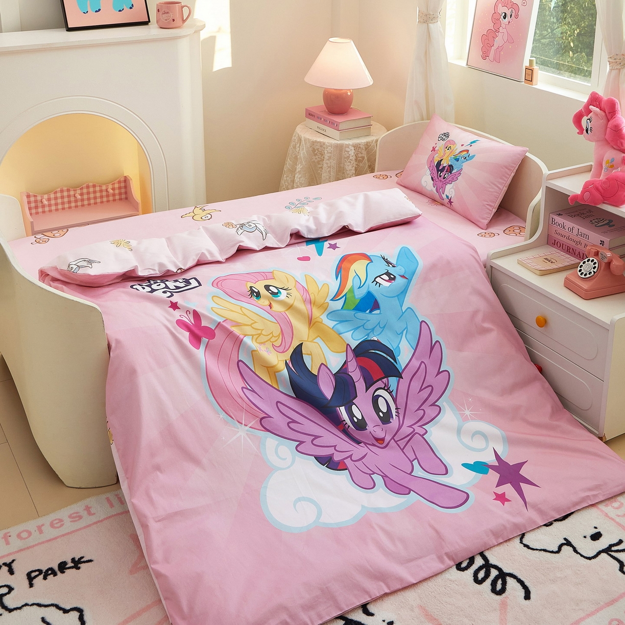 91家纺网 家纺一手货源 找家纺 蘭菲家纺 2026新款幼儿园儿童小马宝莉系列多件套 飞翔宝莉