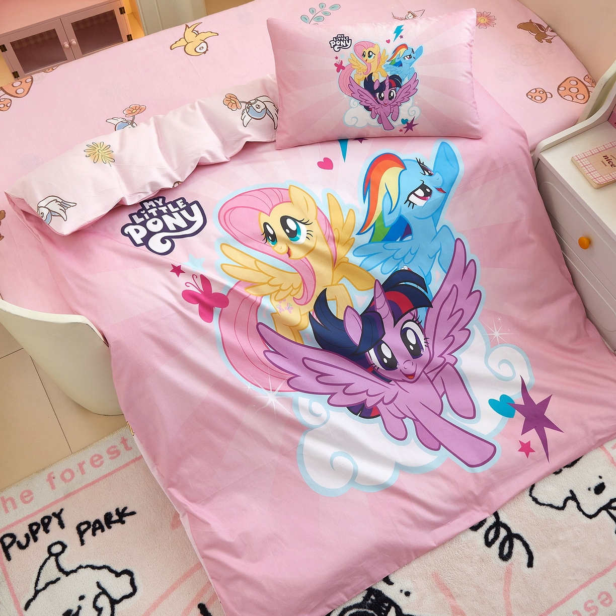 91家纺网 家纺一手货源 找家纺 蘭菲家纺 2026新款幼儿园儿童小马宝莉系列多件套 飞翔宝莉