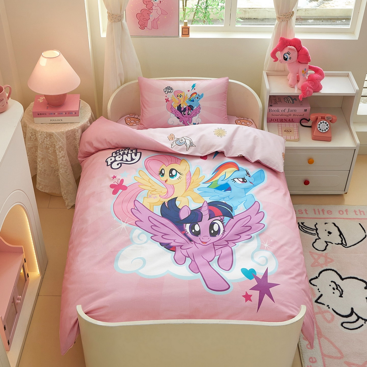 91家纺网 家纺一手货源 找家纺 蘭菲家纺 2026新款幼儿园儿童小马宝莉系列多件套 飞翔宝莉