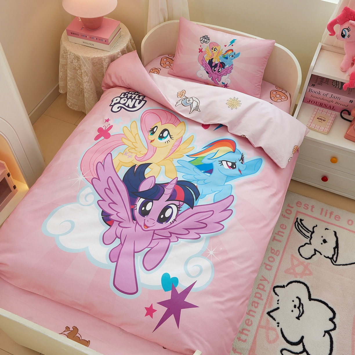 91家纺网 家纺一手货源 找家纺 蘭菲家纺 2026新款幼儿园儿童小马宝莉系列多件套 飞翔宝莉