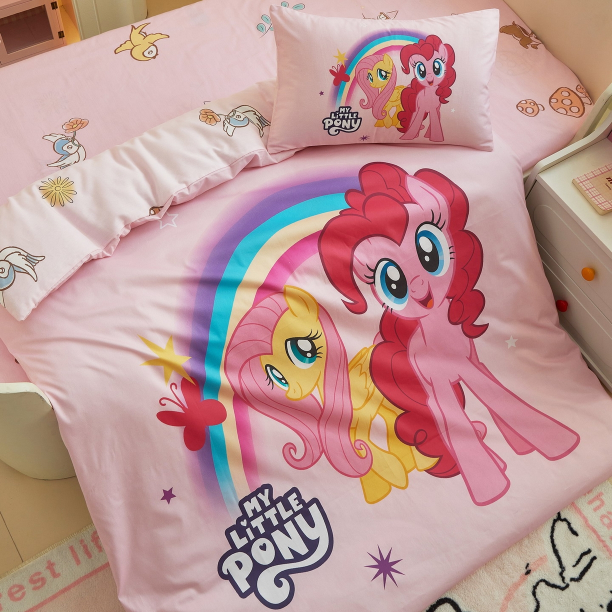 91家纺网 家纺一手货源 找家纺 蘭菲家纺 2026新款幼儿园儿童小马宝莉系列多件套 伙伴宝莉