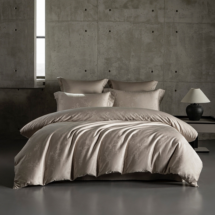 91家纺网 家纺一手货源 找家纺 舒慕家纺 2025新款亲肤舒适高端100S长绒棉纯棉银丝提花四件套 简禾079