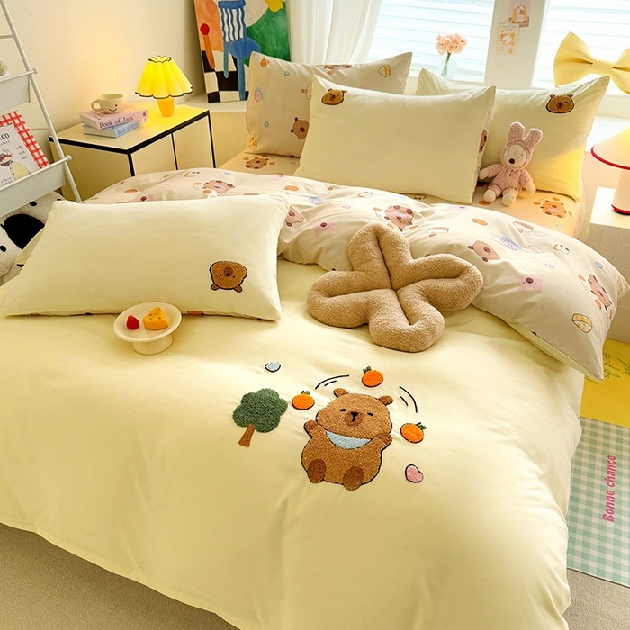 91家纺网 家纺一手货源 找家纺 （总）优贝 2025爆款水洗棉云朵棉毛巾绣四件套（提供买家绣）