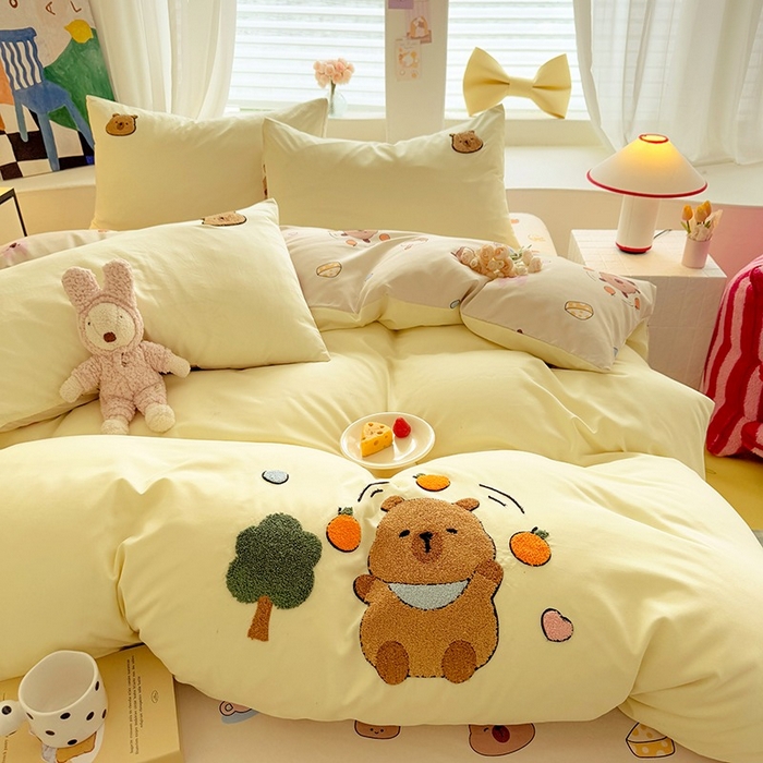 91家纺网 家纺一手货源 找家纺 （总）优贝 2025爆款水洗棉云朵棉毛巾绣四件套（提供买家绣）