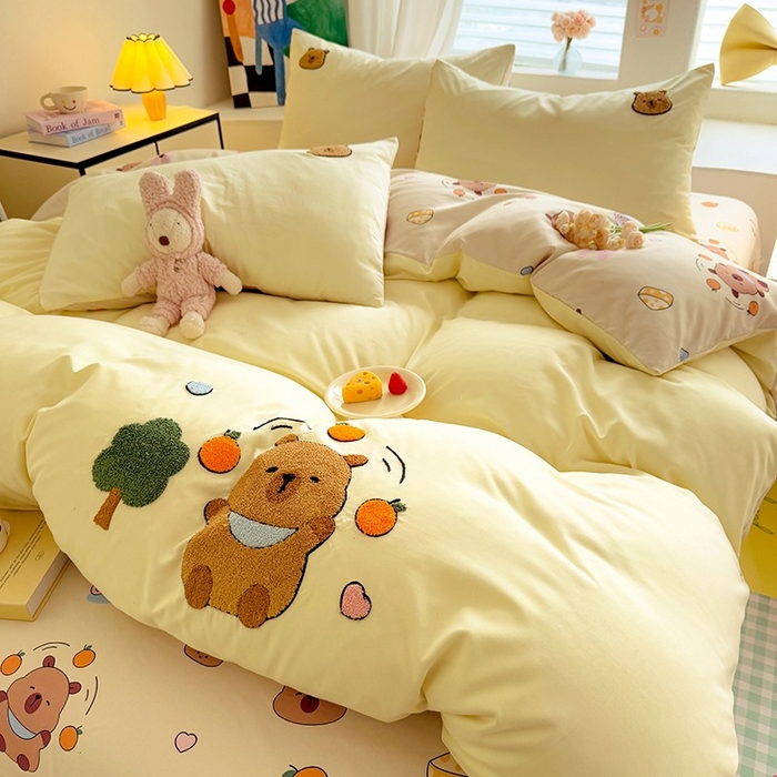 91家纺网 家纺一手货源 找家纺 （总）优贝 2025爆款水洗棉云朵棉毛巾绣四件套（提供买家绣）