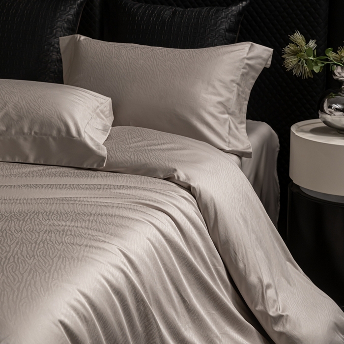 91家纺网 家纺一手货源 找家纺 舒慕家纺 2025新款亲肤舒适高端100S长绒棉纯棉银丝提花四件套 斑点流韵055