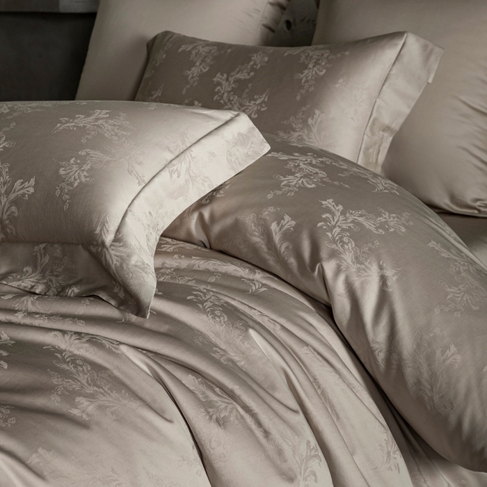 91家纺网 家纺一手货源 找家纺 舒慕家纺 2025新款亲肤舒适高端100S长绒棉纯棉银丝提花四件套 简禾079