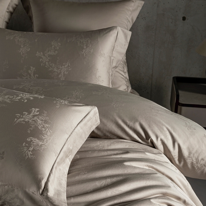 91家纺网 家纺一手货源 找家纺 舒慕家纺 2025新款亲肤舒适高端100S长绒棉纯棉银丝提花四件套 简禾079