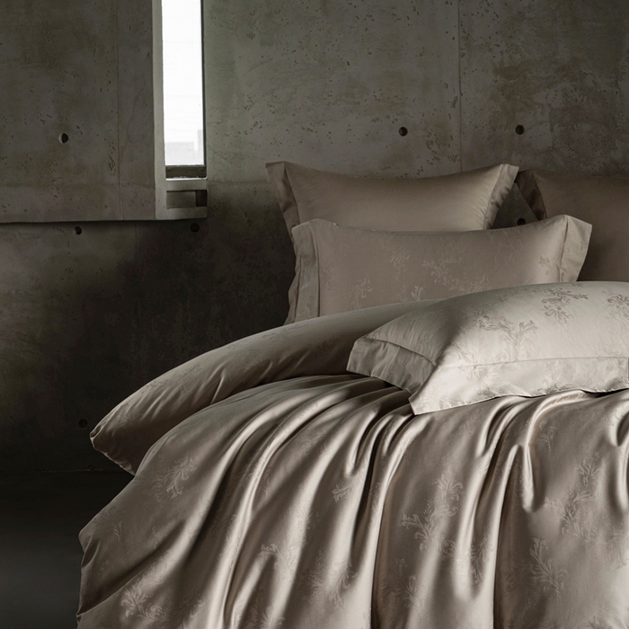 91家纺网 家纺一手货源 找家纺 舒慕家纺 2025新款亲肤舒适高端100S长绒棉纯棉银丝提花四件套 简禾079