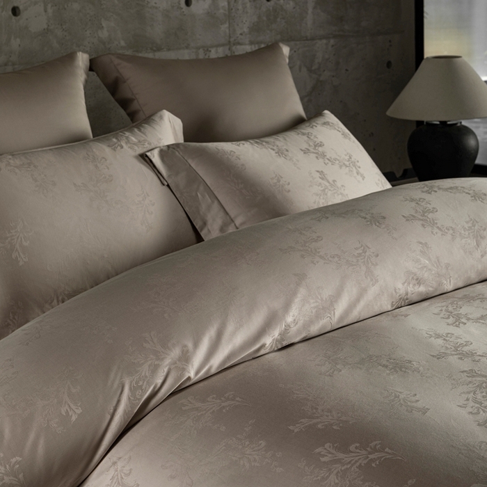 91家纺网 家纺一手货源 找家纺 舒慕家纺 2025新款亲肤舒适高端100S长绒棉纯棉银丝提花四件套 简禾079