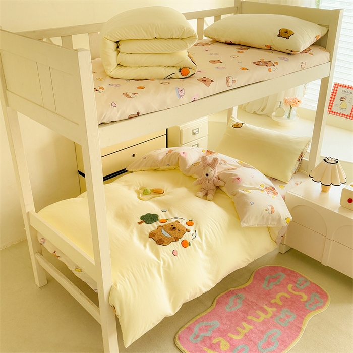 91家纺网 家纺一手货源 找家纺 （总）优贝 2025爆款学生季云朵棉水洗棉毛巾绣学生三件套四件套（提供买家绣）