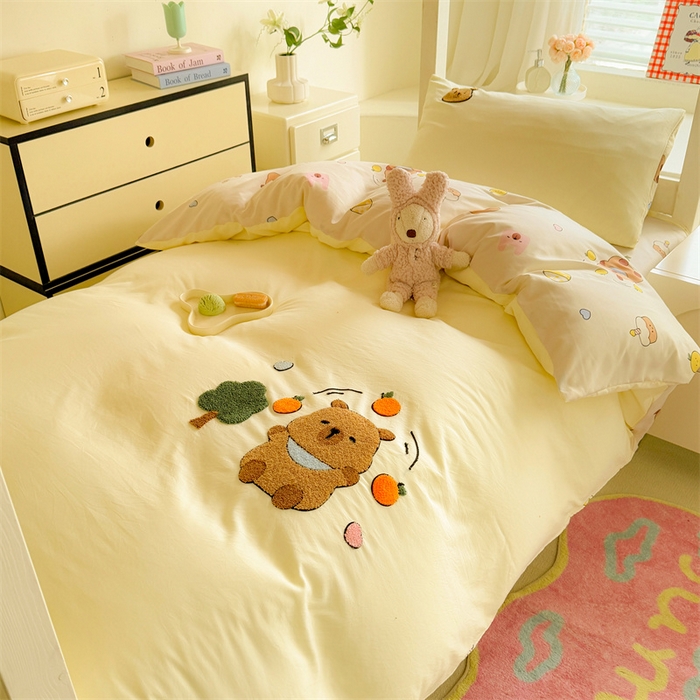 91家纺网 家纺一手货源 找家纺 （总）优贝 2025爆款学生季云朵棉水洗棉毛巾绣学生三件套四件套（提供买家绣）