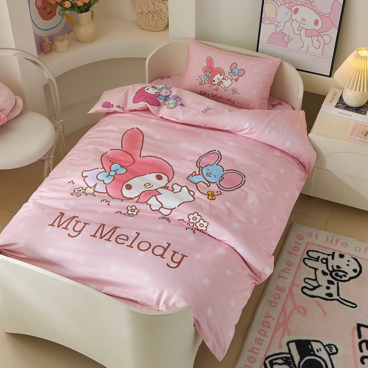 91家纺网 家纺一手货源 找家纺 蘭菲家纺 2026新款幼儿园儿童三丽欧系列多件套 轻松美乐蒂