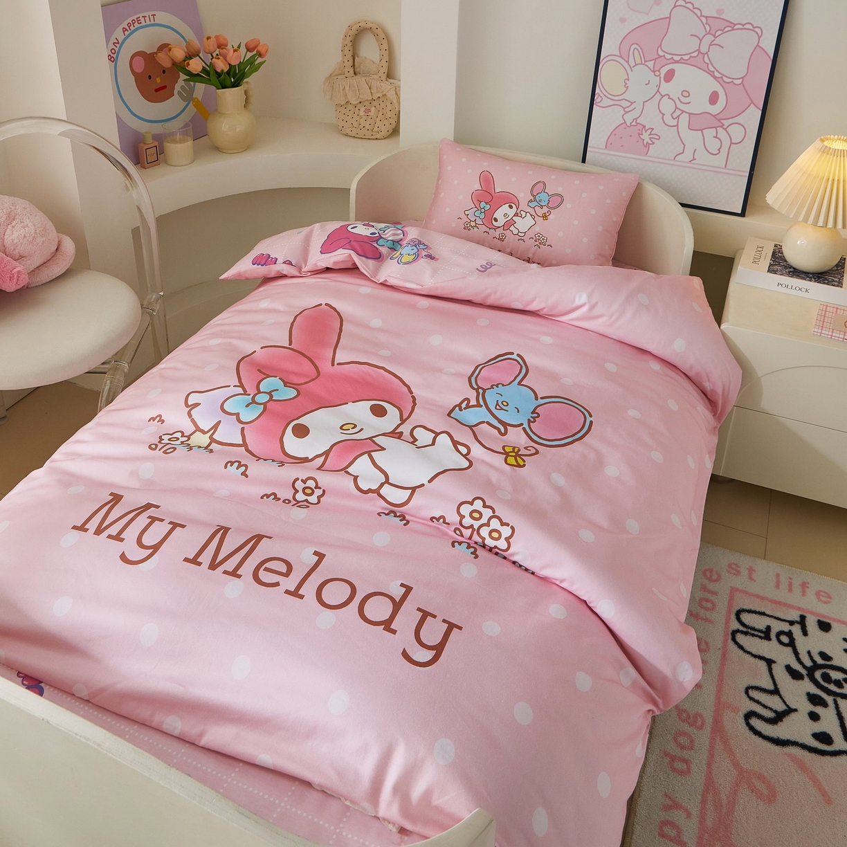 91家纺网 家纺一手货源 找家纺 蘭菲家纺 2026新款幼儿园儿童三丽欧系列多件套 轻松美乐蒂