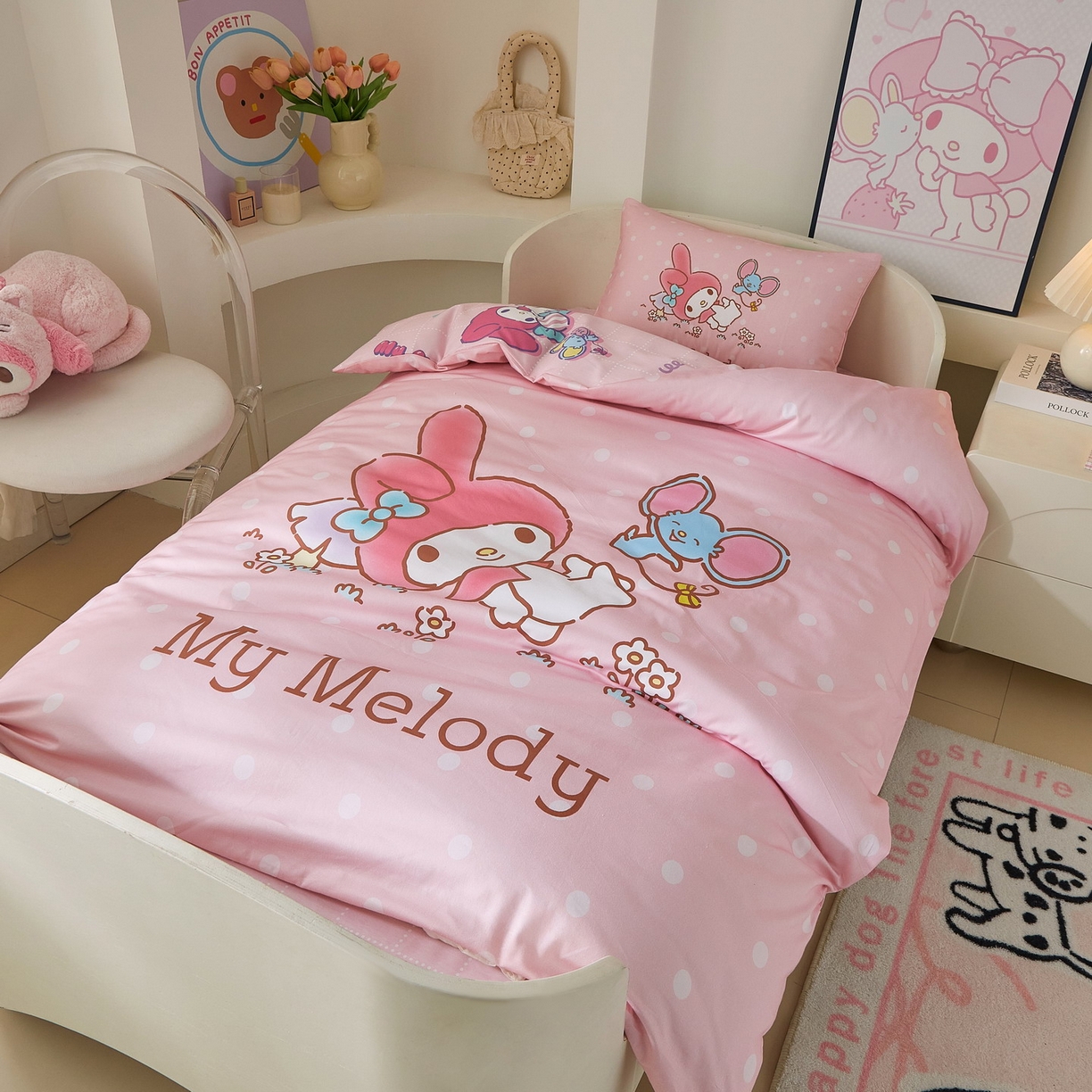 91家纺网 家纺一手货源 找家纺 蘭菲家纺 2026新款幼儿园儿童三丽欧系列多件套 轻松美乐蒂