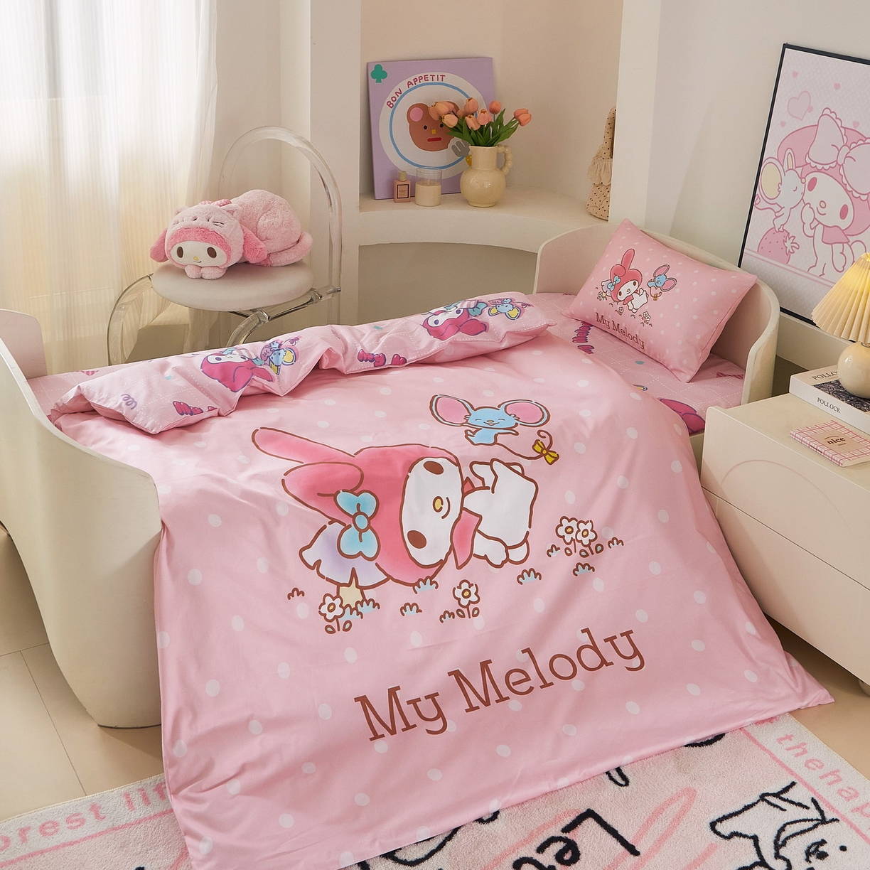 91家纺网 家纺一手货源 找家纺 蘭菲家纺 2026新款幼儿园儿童三丽欧系列多件套 轻松美乐蒂