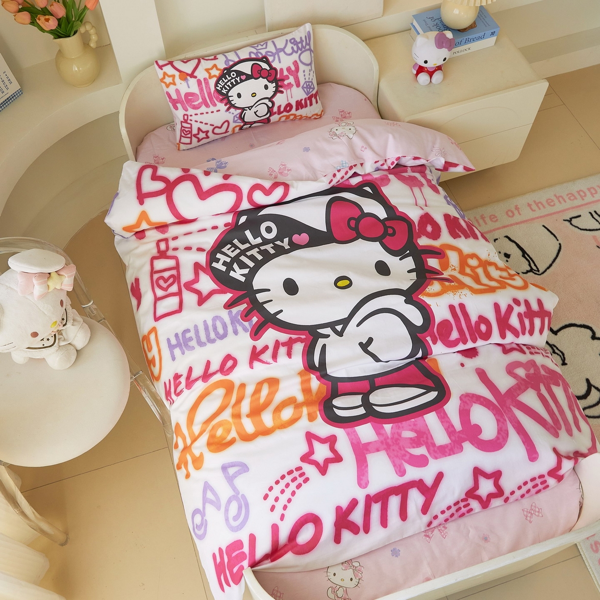 91家纺网 家纺一手货源 找家纺 蘭菲家纺 2026新款幼儿园儿童三丽欧系列多件套 涂鸦KT